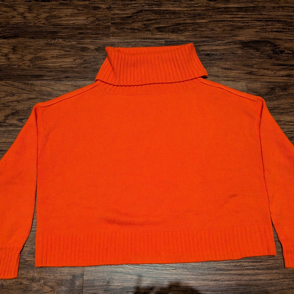 Bar III Vibrant Orange Cowl Neck Sweater